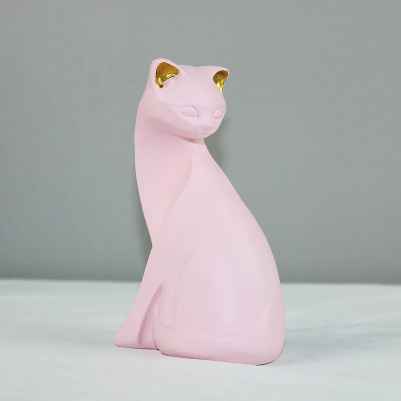 Girl Heart Pink Cat Resin Decoration Living Room Home Decoration Wedding Creative Gift