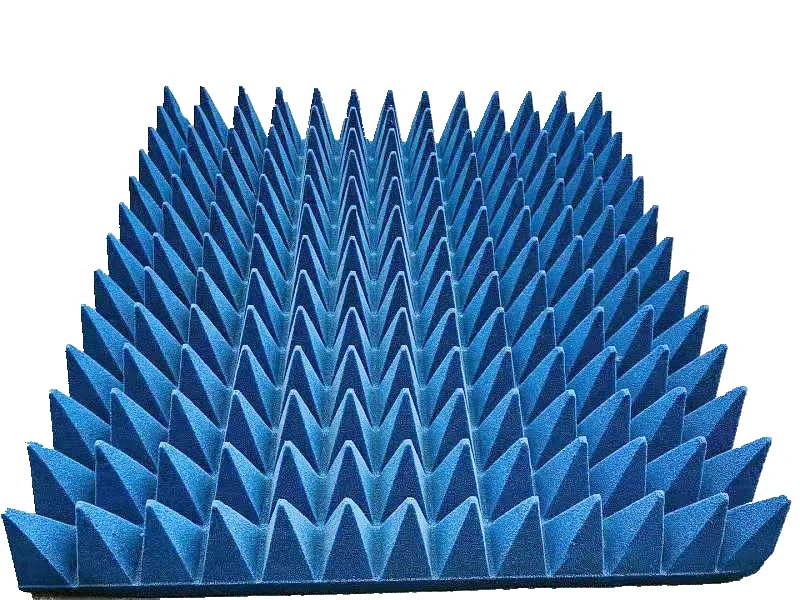 High absorption rate pyramidal soft foam absorber for electromagnetic noise suppression for radar and telecom system