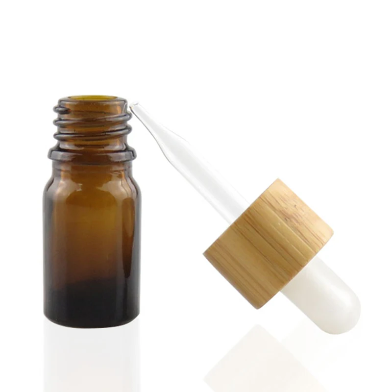 
5ml 15ml 20ml 30ml 50ml Glass Dropper Bottle Frosted Amber Essential Oil Bottle with Bamboo Cap 