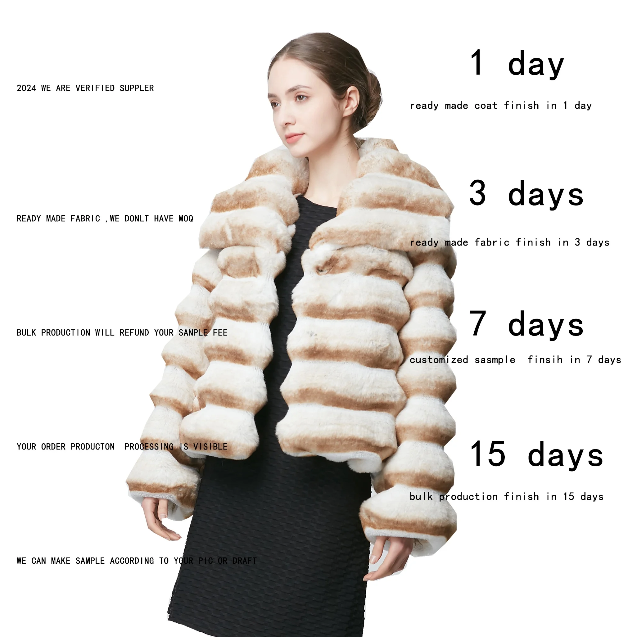 Luxury Fur Crop Coat Big Collar Short Buttons Style Winter Over Sized Russia UK USA Faux Fur Coat Yellow