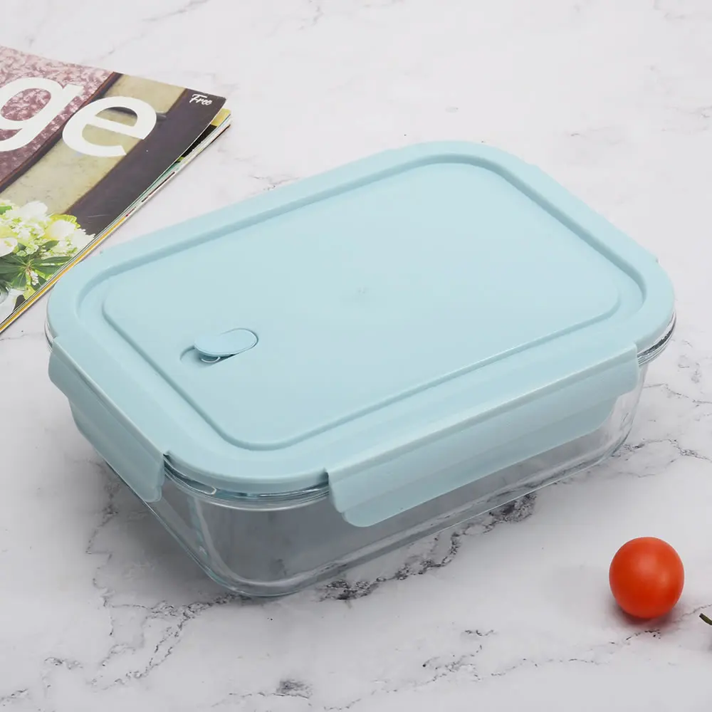 Modern Style Fresh Blue Lid Salad Container Dry Food Storage Box