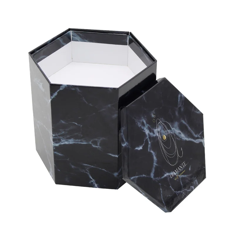 RTS wholesale custom logo marble Cosmetics packaging boxes jewelry gift box Single hexagonal paper box