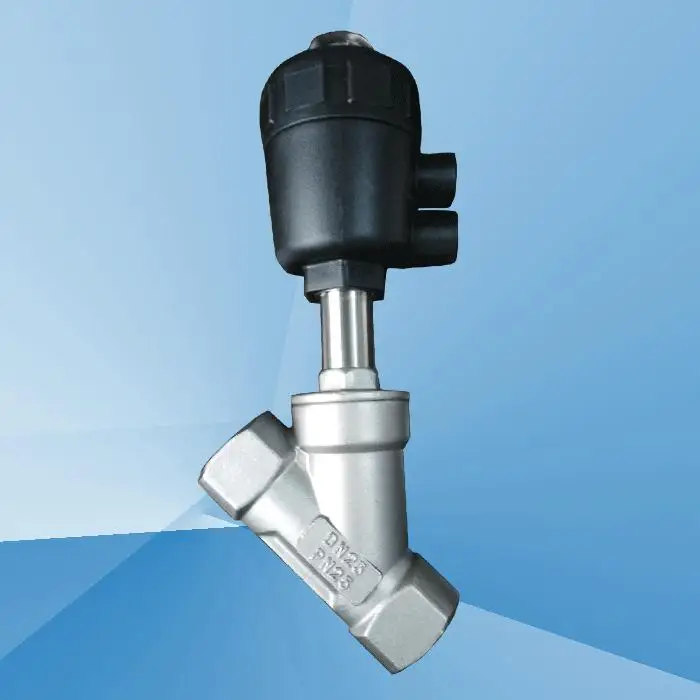 Stainless Steel 316L Casting DN25 PN25 Pneumatic Actuator  Female Thread Angle Valve