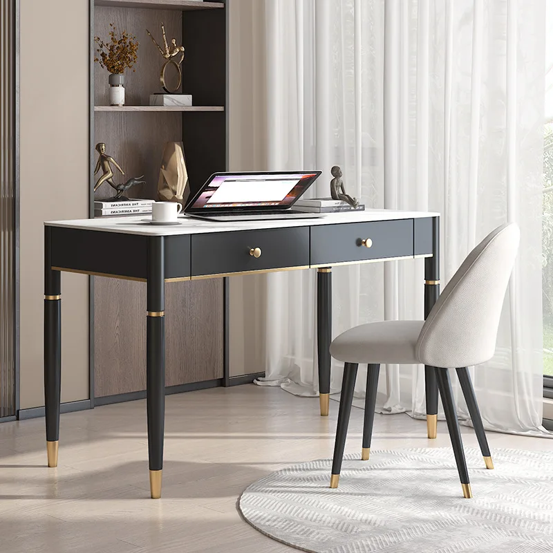 Nordic Light luxury stone plate desk table simple modern student household computer desktop office bedroom