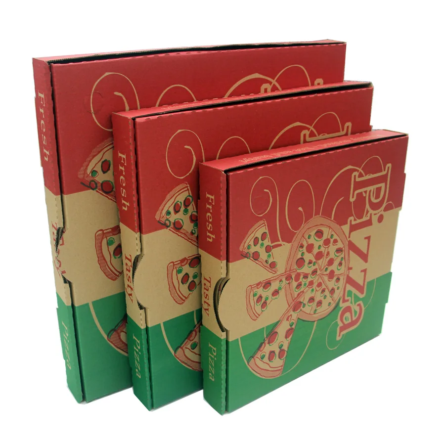Eco friendly 9/11/13/15 inch take away pizza packaging box B flute Corrugated Pizza Boxes with logo