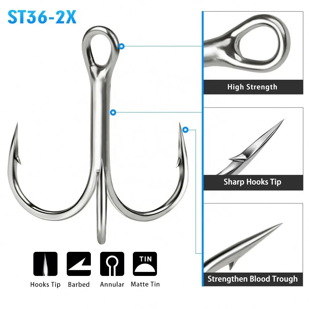 Super Strong Treble Hooks Fishing Tackle High Strength High-Carbon Steel Jigging Hook Saltwater Fishing Hook