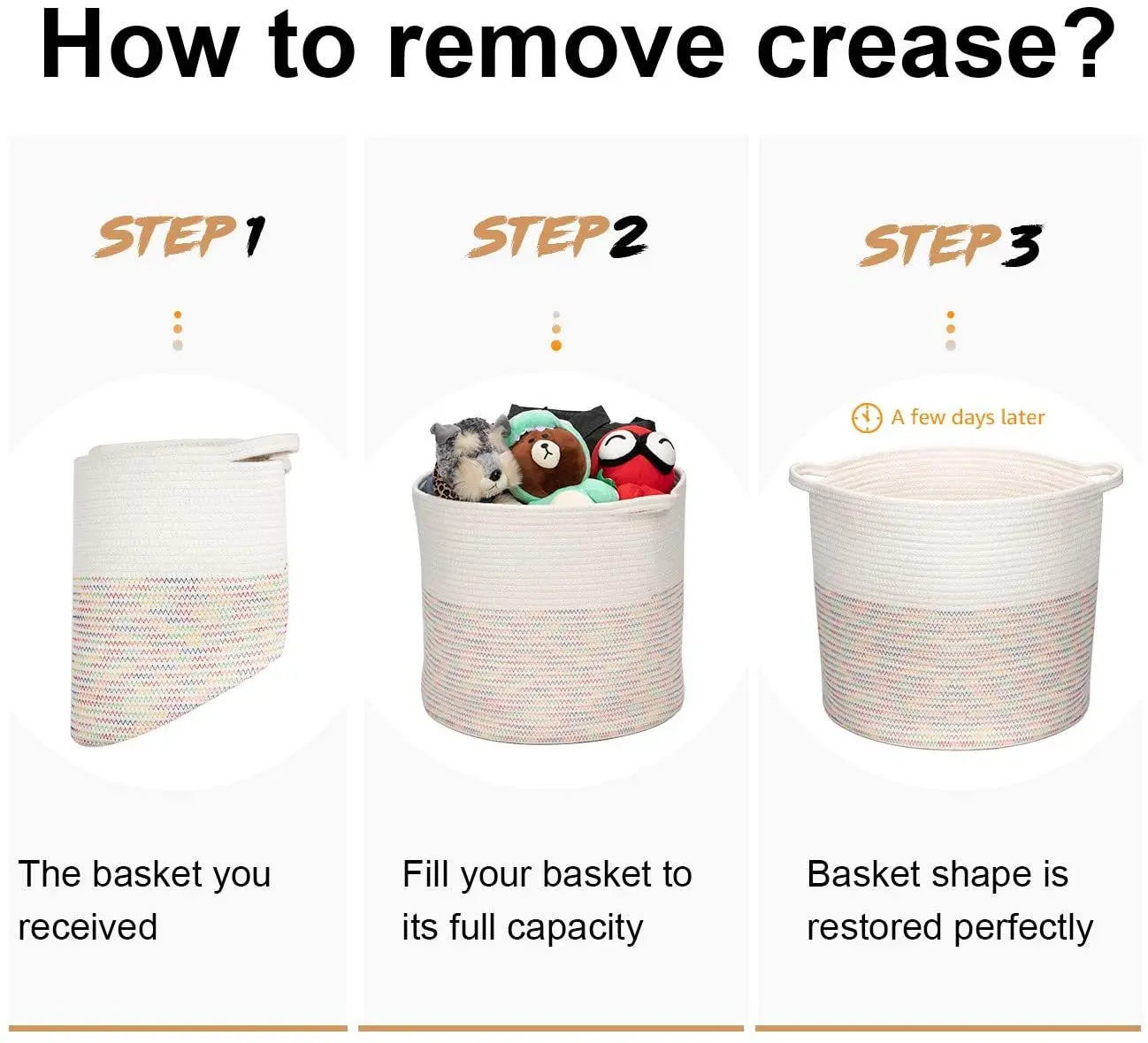 Woven Baby Laundry Basket for Blankets Toys Storage Basket with Handle Comforter Large Cotton Rope Basket