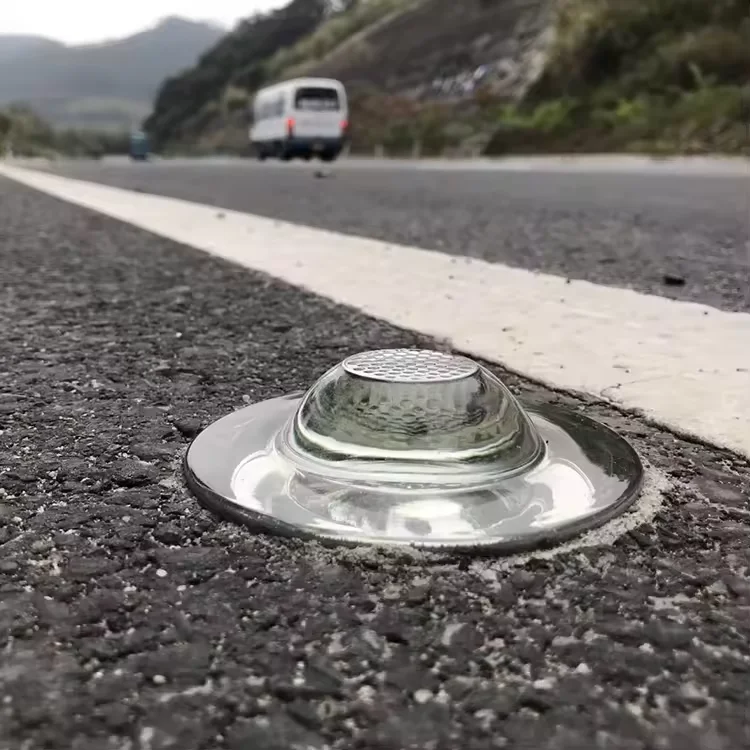 Solar Road Studs Circle Yellow Led Solar Road  Domed Round Waterproof Solar Panel Wireless Synchronous Led Flashing Cat Eye Road