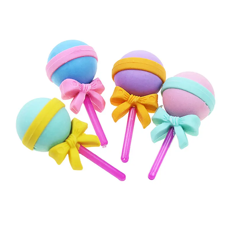 BECOL Wholesale Funny Cute 3D Student Erasers Mini Cartoon Rubber Desserts Candy Lollipop Donuts Shape Eraser Sets for Gift