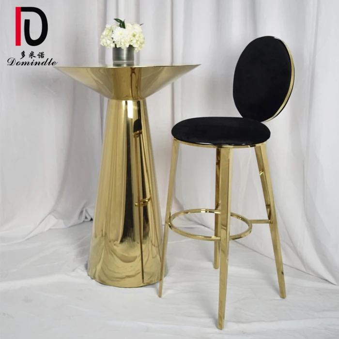 Round wedding bar furniture mirrored gold metal base cocktail table