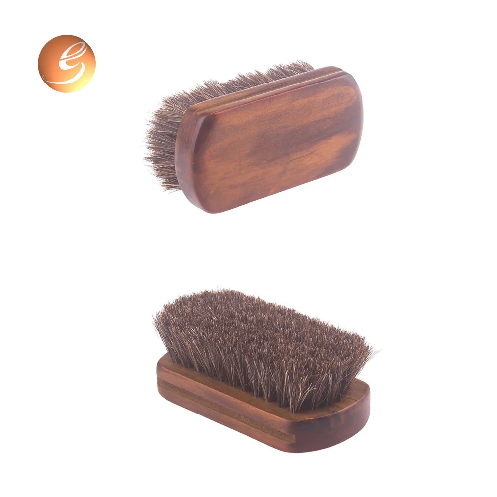 Have authoritative quality safety Soft Horse Hair Bristles Horsehair Wood Handle Comfortable Grip Leather Shine Brush