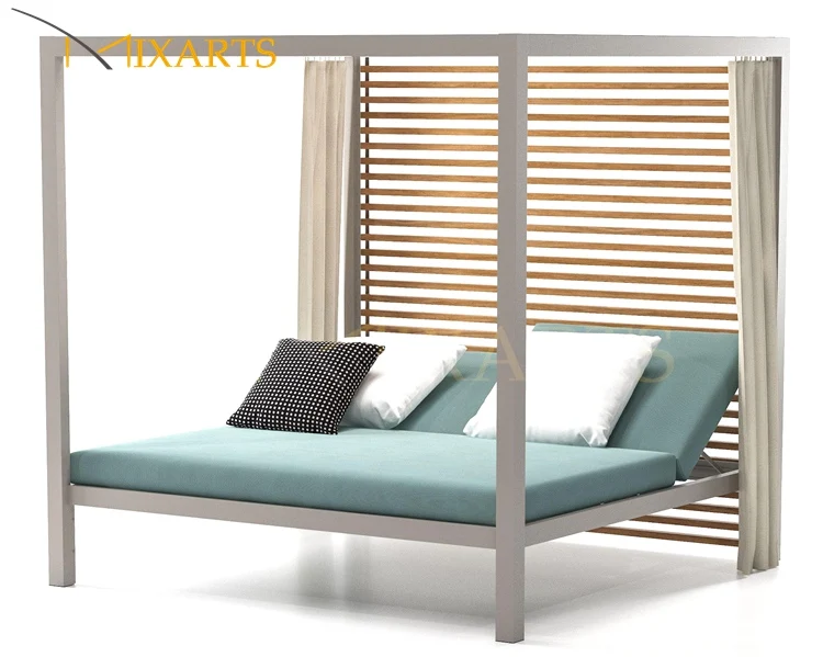 Foshan Outdoor Furniture Pool Side Square Adjustable Backrest Cabana Sunbed Beach