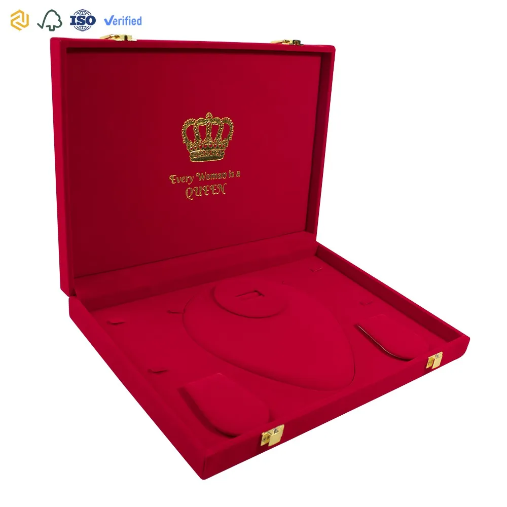 Luxury Jewelry Set Velvet Packaging Box for Wholesale High End Ring Necklace Packaging Box