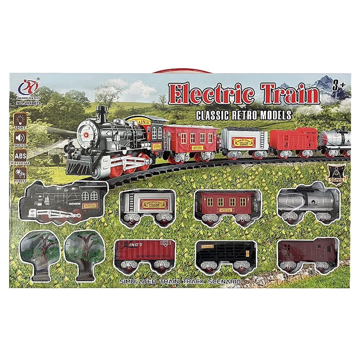 Jinming New Design class retro toys models electric rail train set with music and light