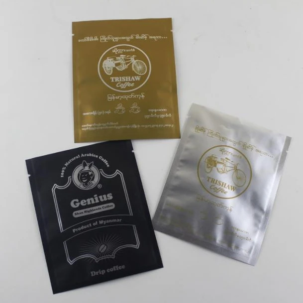 Individually wrapped  aluminum foil printed  matte  mini three side seal packaging bags for  coffee