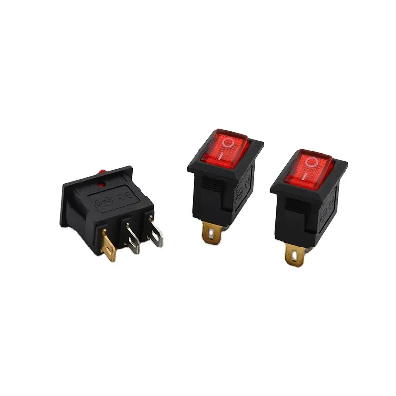 KCD11 illuminated rocker switch on off 3-pin 2 position mini Rocker Switch 10*15mm 3A 250VAC