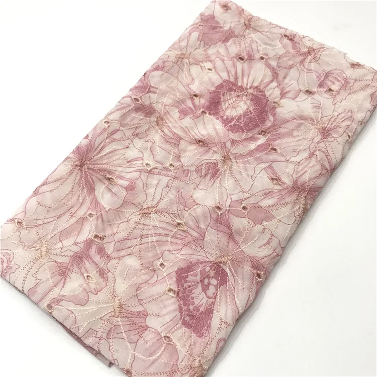 Wholesale Machine Embroidery Dress Customized Pattern Designs Embroidered 100% Cotton Embroidery Fabric For Apparel