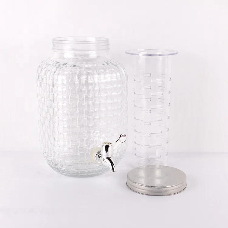 1 Gallon Wholesale Cold Juice Beverage Glass Drink Dispenser Jar with Metal Lid