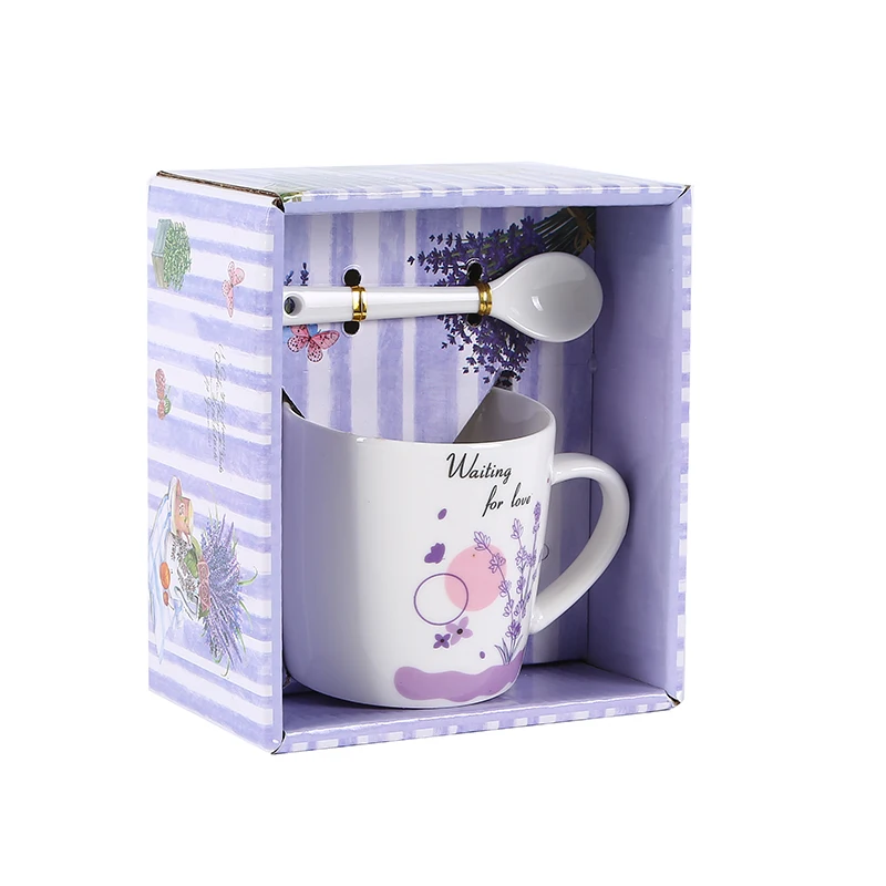 Portuguese Republic flower lavender  Tea Coffee Ceramic Mugs Customized Logo Acceptable coffee cup