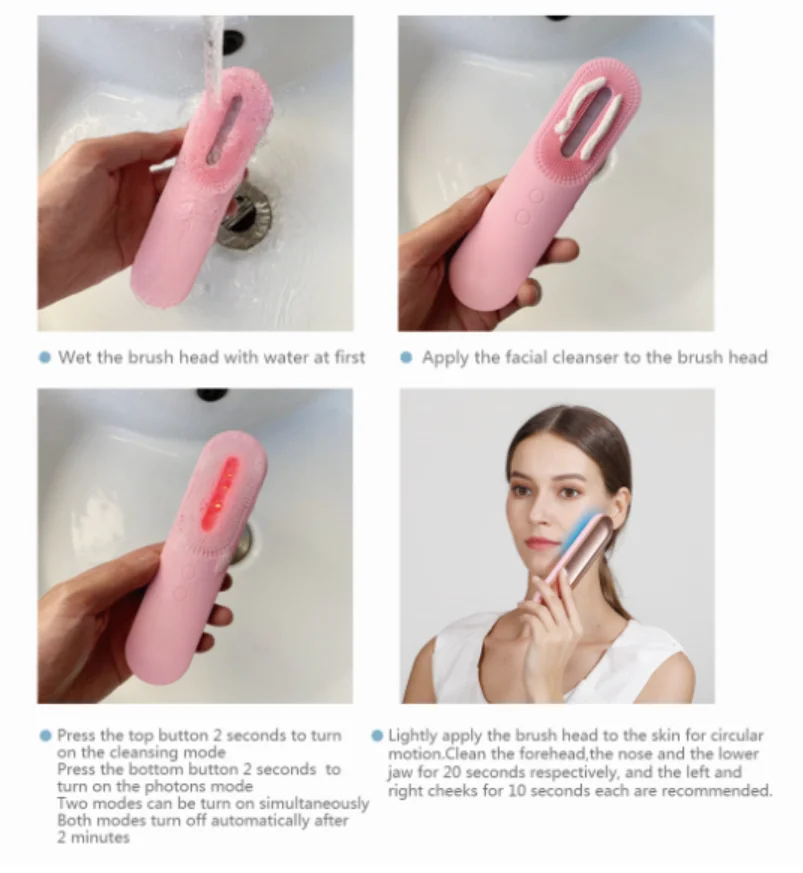Sonic Vibrating Silicone Facial Cleansing Brush Waterproof Exfoliating Face Brush for Beauty for UK & US Plugs