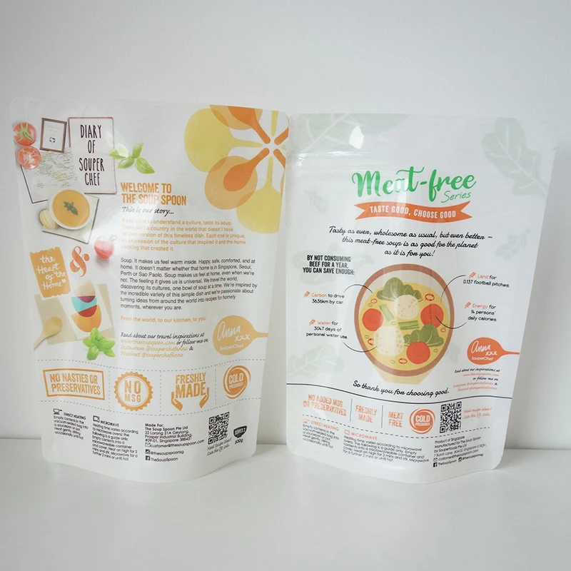 Factory Direct Sale Durable Nylon Stand up Soup Pouch Sauce Packaging Cooking Plastic Doypack Zipper Bag