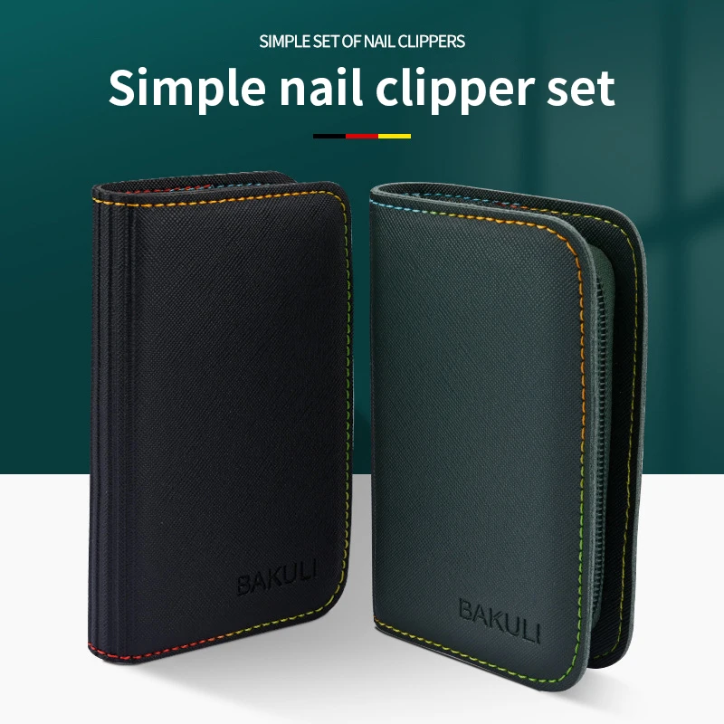 Nail Cutter Manicure Set 9 PCS Trimming Care Kit Label High Quality Stainless Steel Bevel Nail Clipper Tools With Leather Case