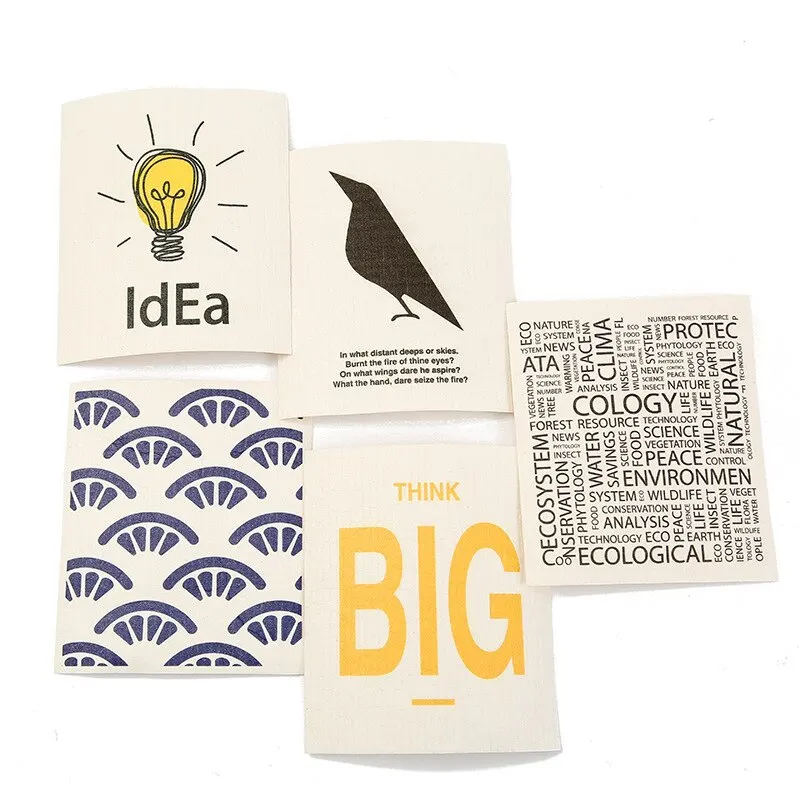 Household Kitchen Cleaning Cloth Reusable Green Eco Friendly Wood Pulp Cotton Super Absorbent Cellulose Swedish Dish Towel