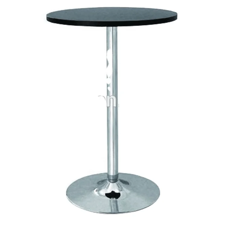 2022 factory  360 Swivel Round Pub Bar Table Black MDF Top with Silver Legclub and pub cocktail bar table