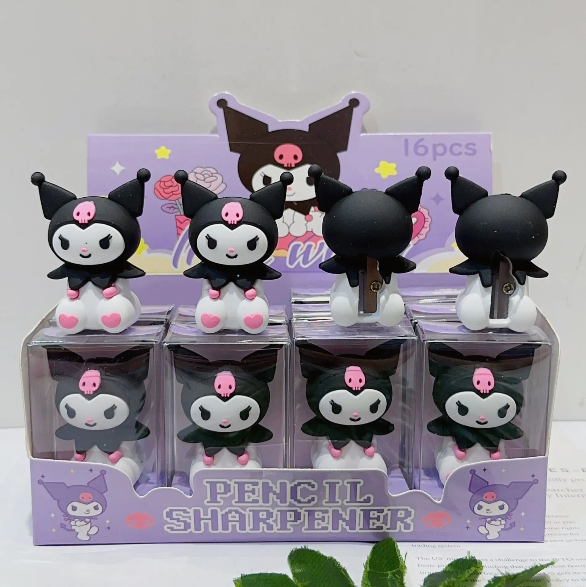 for kid stationery gift (Wholesale) 16pcs per box Kuromi Melody children cute pencil sharpener