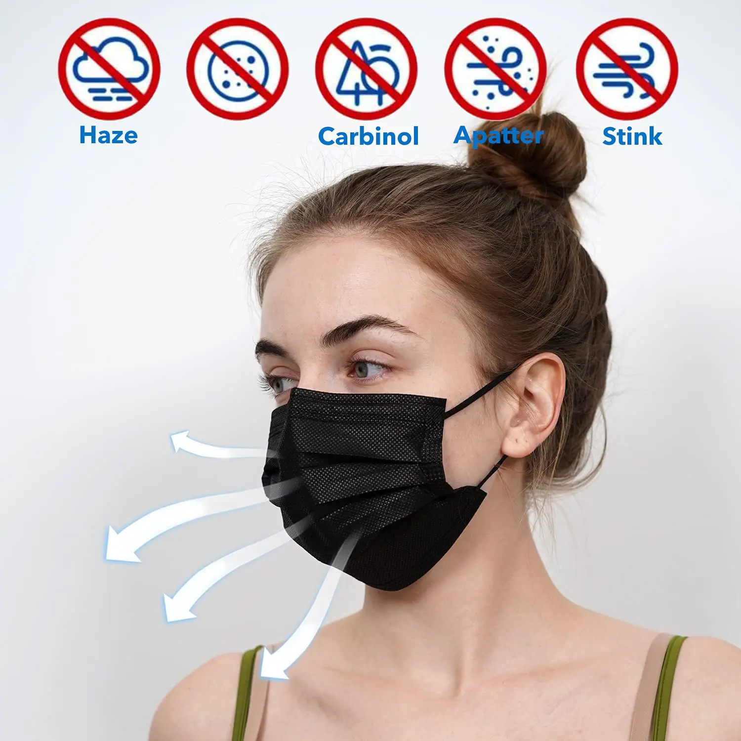  Mascarillas quirurgicas ffp2_mask 3 слоя одноразовая черная маска для лица Тип iir хирургический