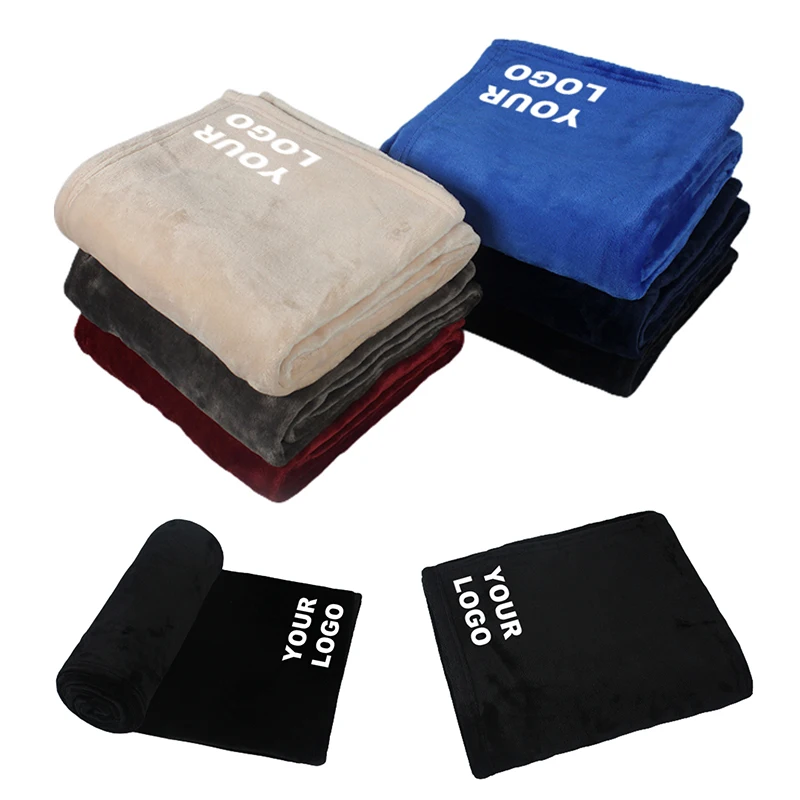 Быстрая доставка, экологичное индивидуальное рекламное одеяло с логотипом, подарочное флисовое фланелевое одеяло для любого цвета