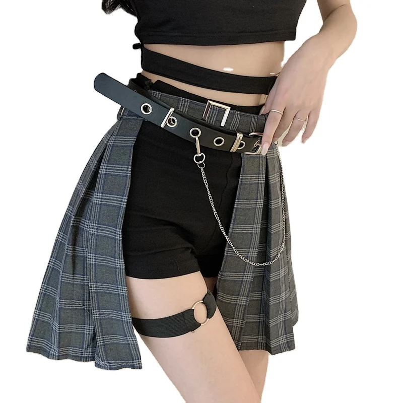 Мини-юбка женская плиссированная в клетку готическом стиле