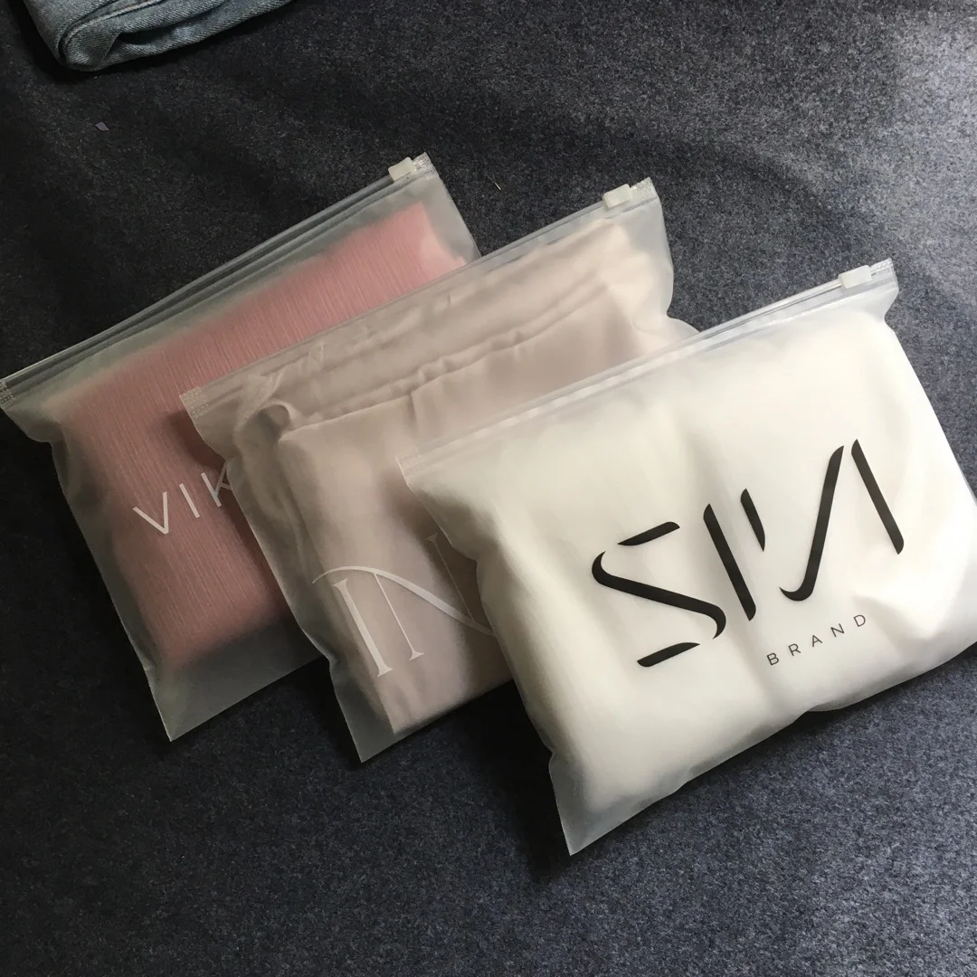 Bikini Packaging Bags biodegradable Custom Printed Swimwear Packaging Frosted Ziplck Bags Clear Zipper Bag with zipper