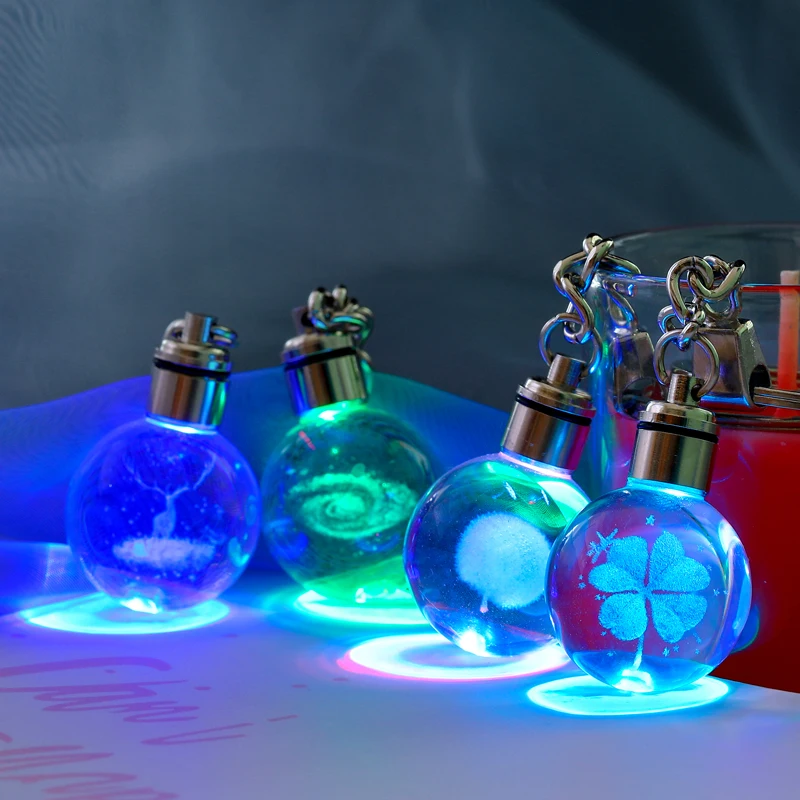 
 Сделанный на заказ 20 мм Хрустальный шар светодиодный брелок рекламный подарок Автомобильный Хрустальный брелок  