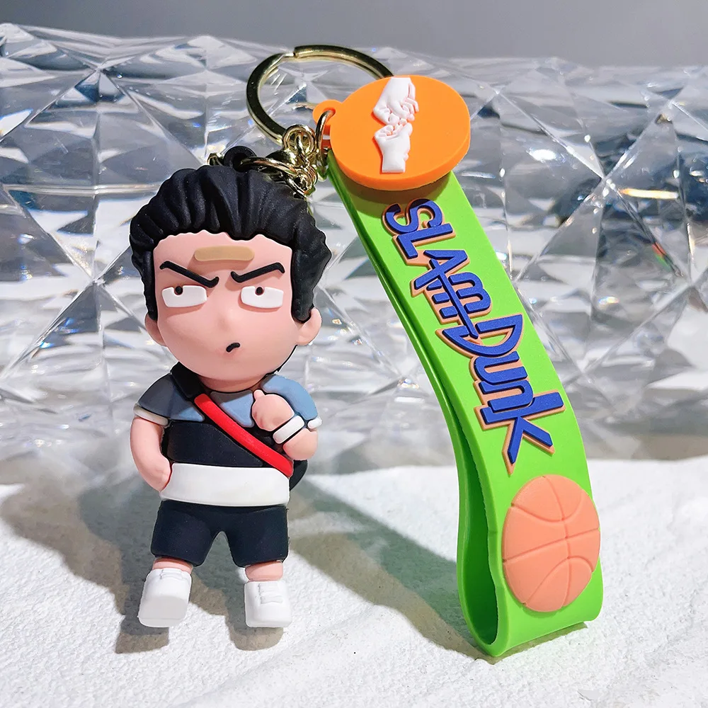 Famous Japan Cartoon Basketball Keychain 3D PVC Rukawa Kaede Hanamichi Sakuragi Car Bag Pendant Small Gift Keyring