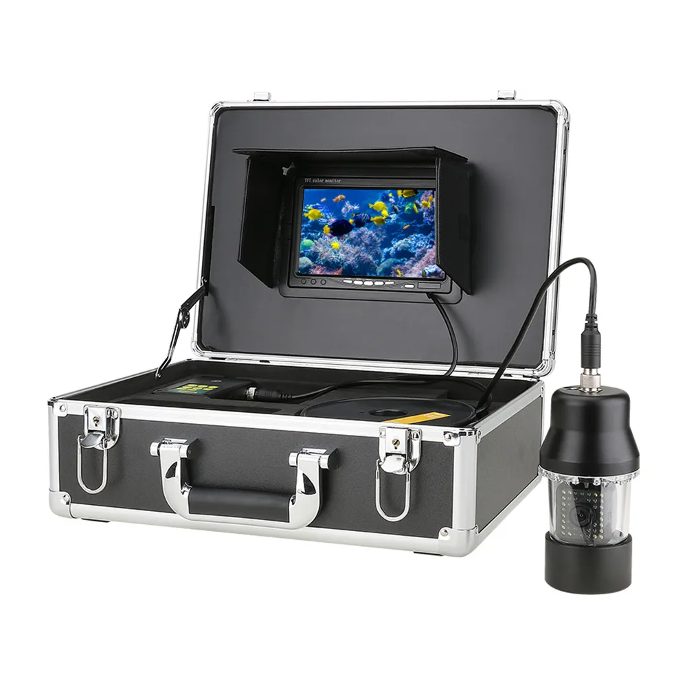 7 Inch 20m Underwater Fishing Camera Fish Finder with Depth Temperature 360 Degree Rotating Panoramic viewing Camera