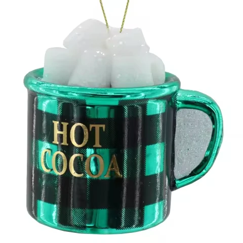 Ornaments Painted Tree Pendant for Room Layout Christmas and New Year Glass Decorations Hot Cocoa Cup Full of Sugar