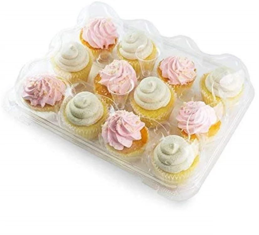 Hot sale PET 24 12 6 hole Cupcake Box Transparent Cake box Plastic Baking Packaging for cupcake