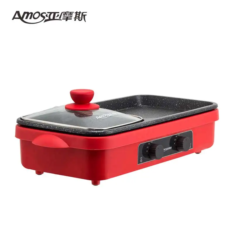 Korean barbecue enamel non-stick pan 2 in 1 electric cooker BBQ plate Smokeless baking