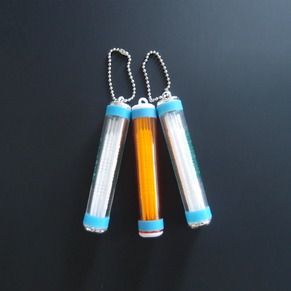 Wholesale plastic bristles toothpicks keychain15 plastic toothpicks