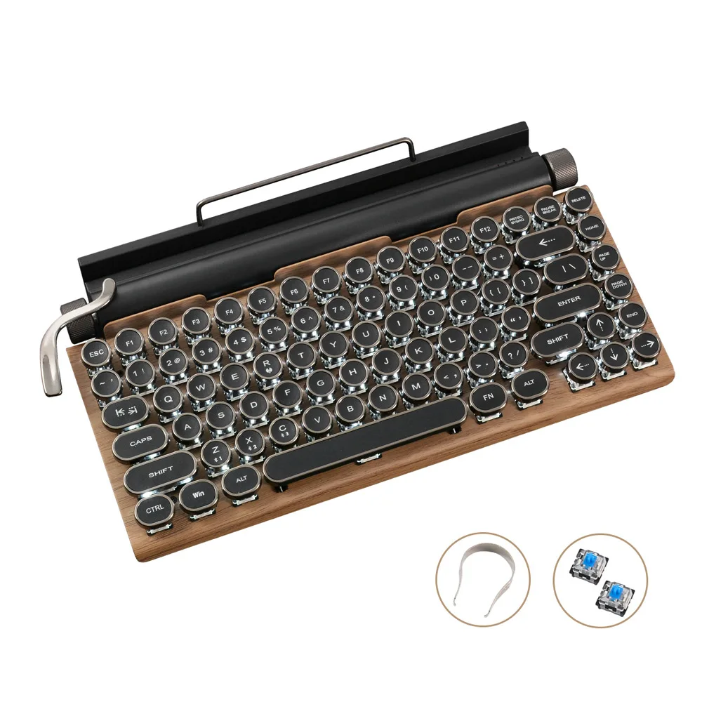 
Professional Gamers PC Punk Plating Polka Dot Retro Typewriter Machinery Wireless Mechanical Keyboard 