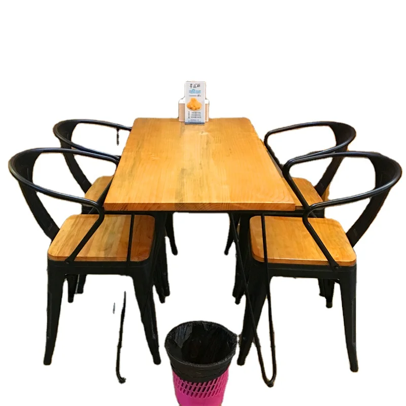 American style loft vintage small family wooden dining table and chairs for dining room furniture restaurant