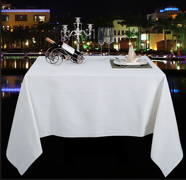 outdoor banquet wedding 100% cotton plain white  tablecloth for table table linen fabric