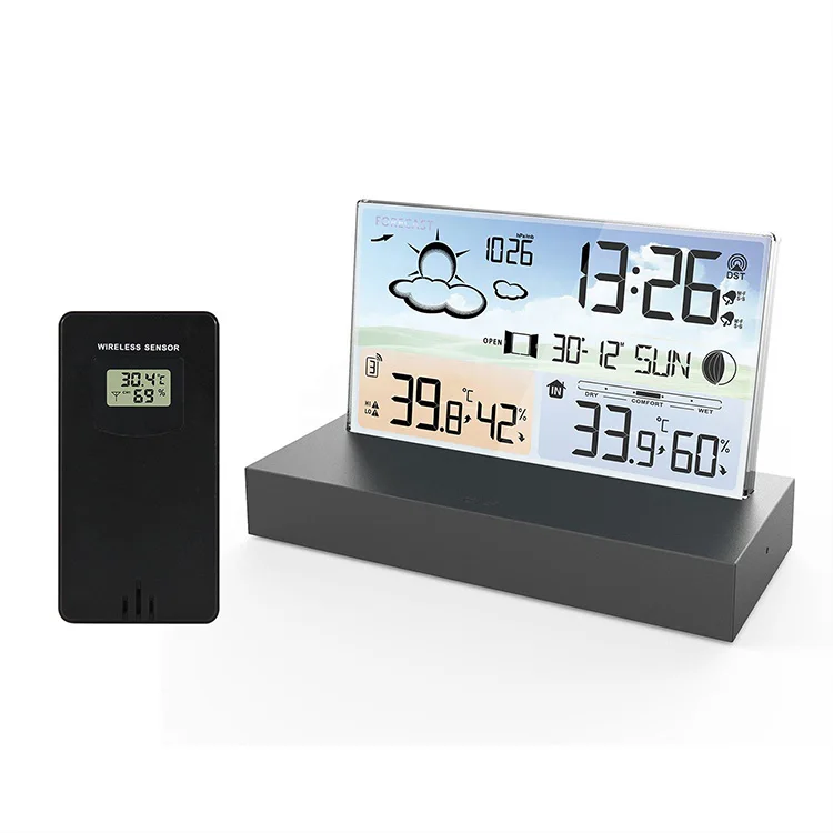 Radio Controlled Lcd Screen Temperature Humidity Meter Digital Weather Station Indoor Room Thermo-hygrometer