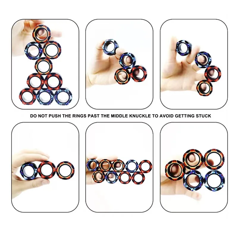 Newest  Fingers Magnet Rings Stress Relief Magical Toys for Training Relieves Autism Magnetic Ring Fidget Spinner Toys