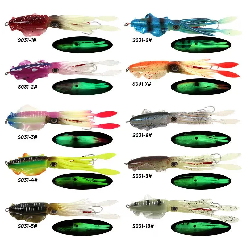 Newbility 20cm Multiple Colors luminous fishing lures Octopus Soft Bait sea fishing wobbler squid Glow Fishing Soft Lure