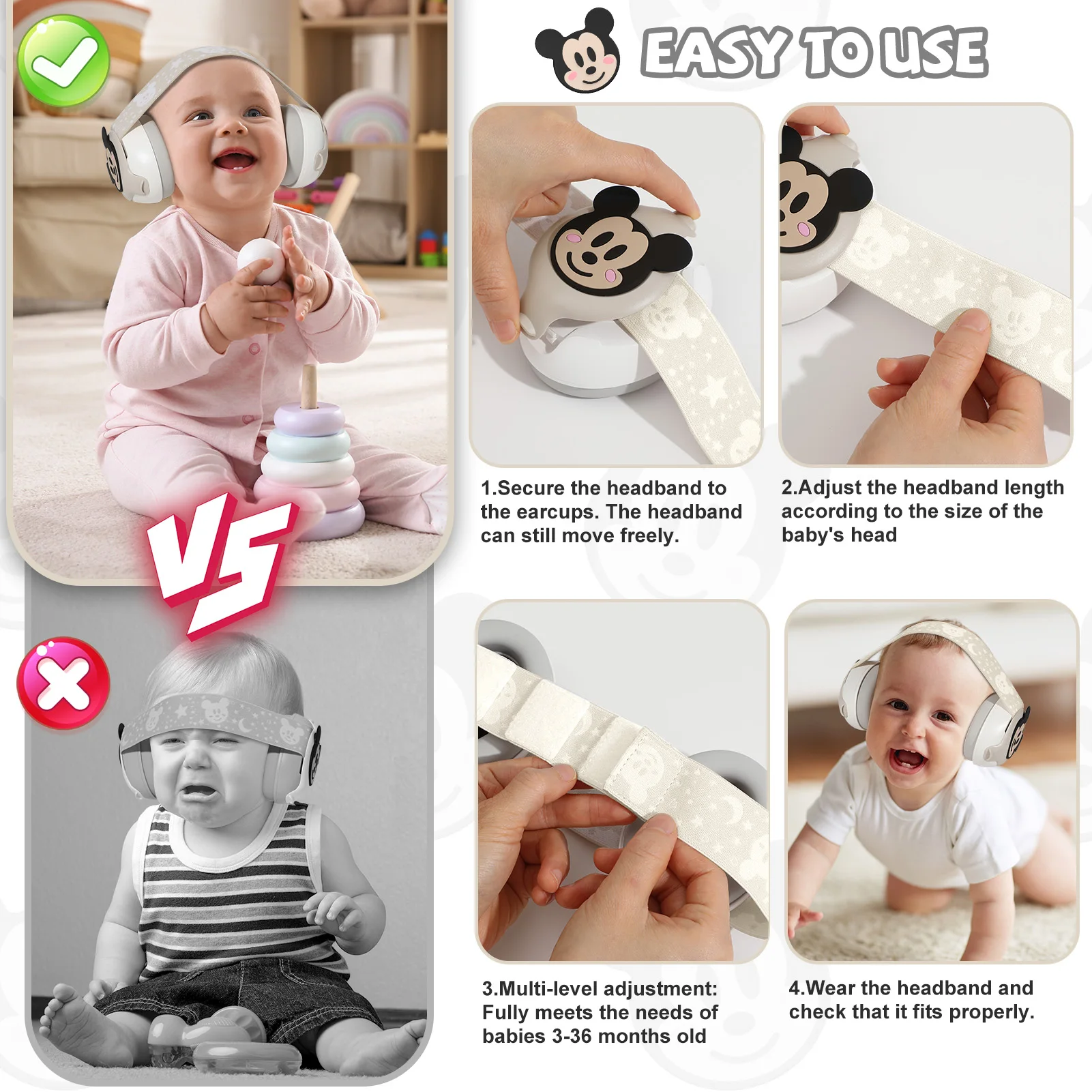 Soundproof Earmuffs Cartoon Infant Noise Anti Kids Anti-noise Cancelling for Autumn Winter Color Fashion Warm Mask Acoustic Baby