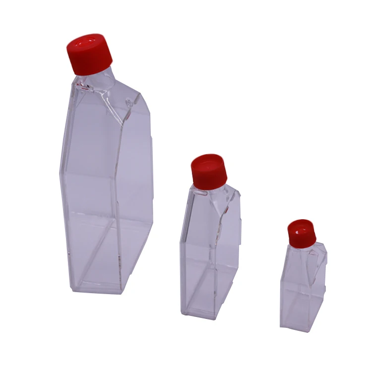 Научная лаборатория прозрачная полистироловая клеточная бутылка для культивирования тканей