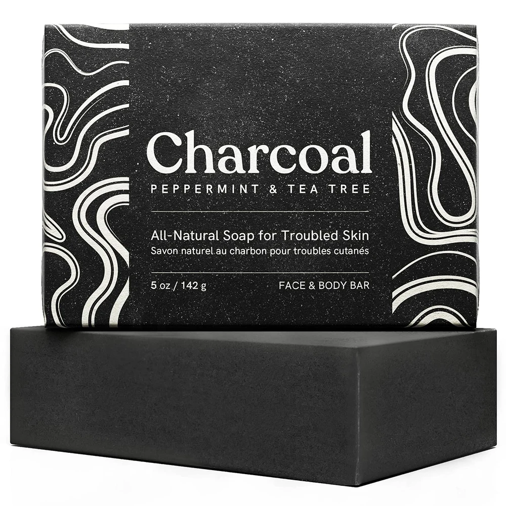Handmade Customize Logo Eco Friendly Lightening Sensitive Skin Shea Butter Black Charcoal Black Soap
