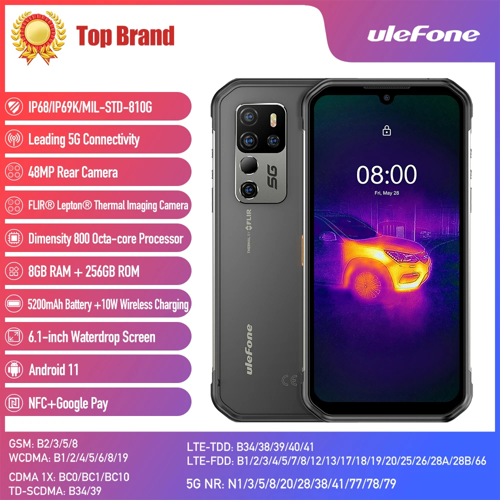  Смартфон ulefone worldwide 5G band 5200 мАч с большим аккумулятором и интерфейсом для беспроводной зарядки Type-C был